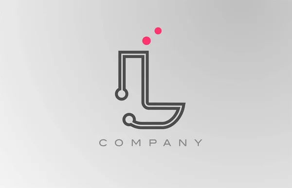 Rosa Gris Alfabeto Letra Logo Icono Diseño Con Línea Punto — Vector de stock