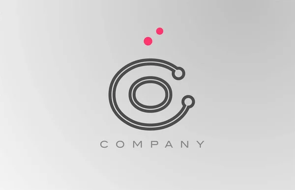 Pink Grey Alphabet Letter Logo Icon Design Line Dot Creative — Stock Vector
