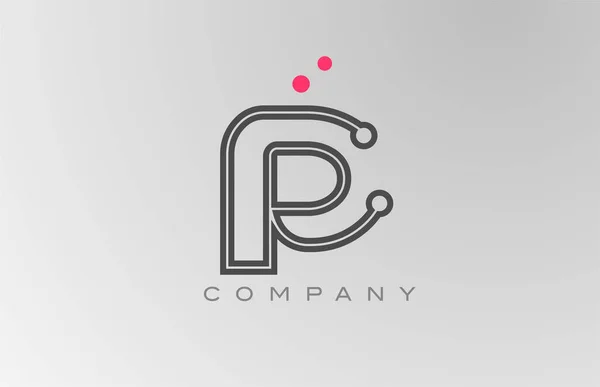 Ροζ Γκρι Αλφάβητο Λογότυπο Εικονίδιο Γραμμή Και Τελεία Δημιουργικό Πρότυπο — Διανυσματικό Αρχείο