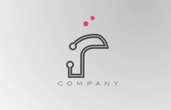 Różowy Szary Alfabet Litera Logo Projekt Ikona Linii Kropki Kreatywny — Wektor stockowy