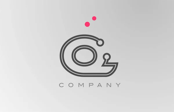 Pembe Gri Alfabe Harfi Logo Simgesi Dizaynı Satır Noktalı Şirket — Stok Vektör