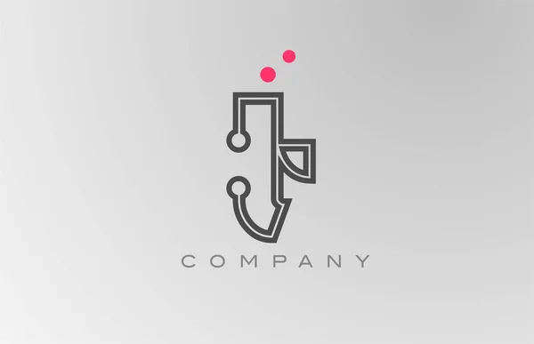 Rosafarbenes Buchstabe Logo Symbol Design Mit Linie Und Punkt Kreative — Stockvektor