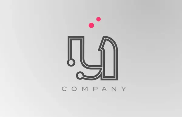 Roze Grijze Alfabet Letter Logo Pictogram Ontwerp Met Lijn Stip — Stockvector
