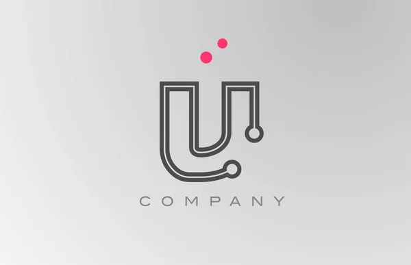 Рожевий Сірий Абетка Літери Логотипу Дизайн Піктограми Лінією Крапкою Креативний — стоковий вектор
