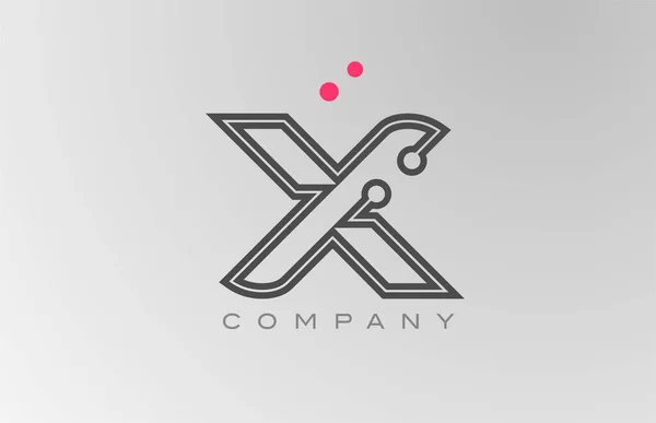 Rose Gris Lettre Alphabet Logo Icône Design Avec Ligne Point — Image vectorielle