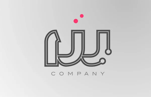 粉红灰色W字母表图标设计与线和点 公司和企业的创意模板 — 图库矢量图片