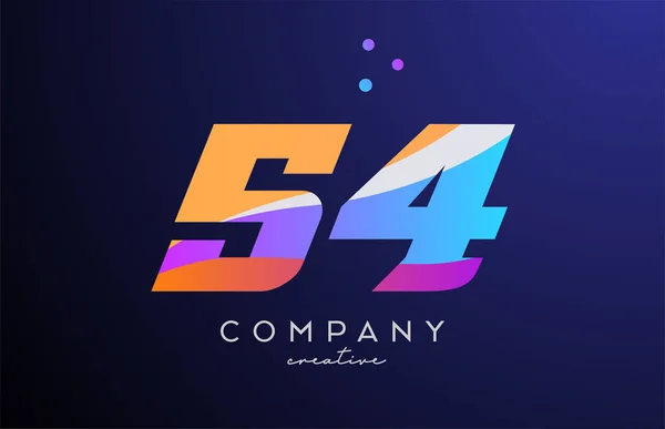 色番号54のロゴアイコンとドット ビジネスや会社のための黄色の青ピンクのテンプレートのデザイン — ストックベクタ