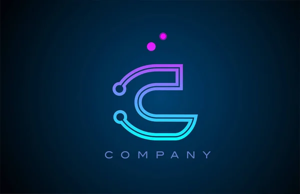 ピンクブルーの色とドットでCアルファベット文字のロゴアイコンデザイン 会社とビジネスのための創造的なテンプレート — ストックベクタ