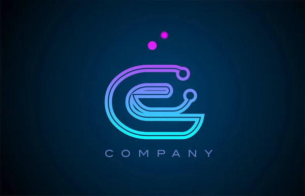 ピンクブルーの色とドットでEアルファベット文字のロゴアイコンデザイン 会社とビジネスのための創造的なテンプレート — ストックベクタ