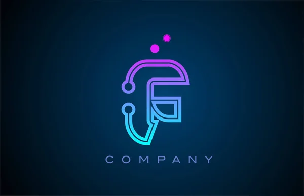 Fアルファベット文字のロゴのアイコンのデザインピンクブルーの色とドット 会社とビジネスのための創造的なテンプレート — ストックベクタ