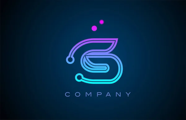 ピンクブルーの色とドットでGアルファベット文字のロゴアイコンデザイン 会社とビジネスのための創造的なテンプレート — ストックベクタ