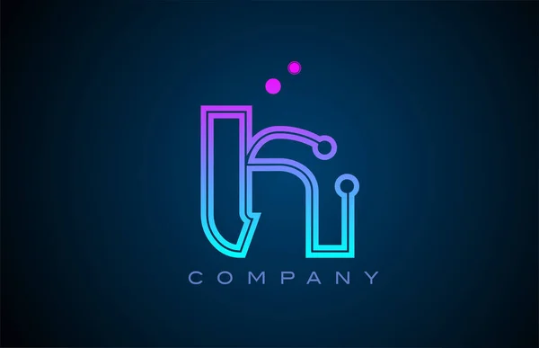ピンクブルーの色とドットでHアルファベット文字のロゴアイコンデザイン 会社とビジネスのための創造的なテンプレート — ストックベクタ