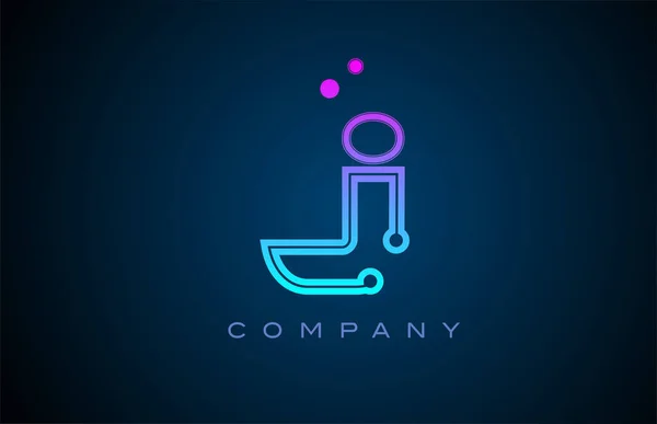 ピンクブルーの色とドットでJアルファベットのロゴアイコンデザイン 会社とビジネスのための創造的なテンプレート — ストックベクタ