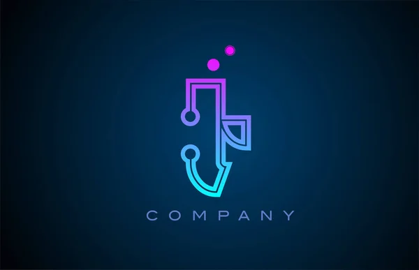 Alfabeto Letra Logotipo Icono Diseño Con Color Azul Rosado Puntos — Archivo Imágenes Vectoriales