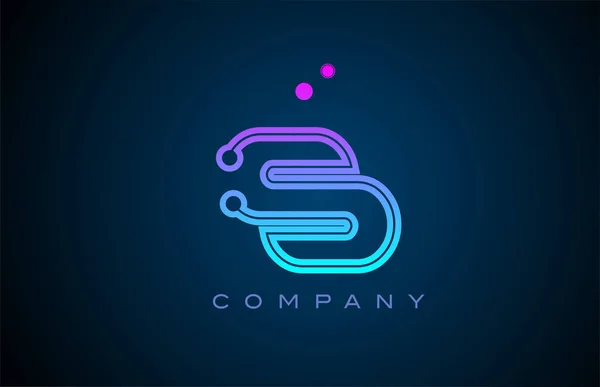 Sアルファベット文字のロゴのアイコンのデザインピンクブルーの色とドット 会社とビジネスのための創造的なテンプレート — ストックベクタ
