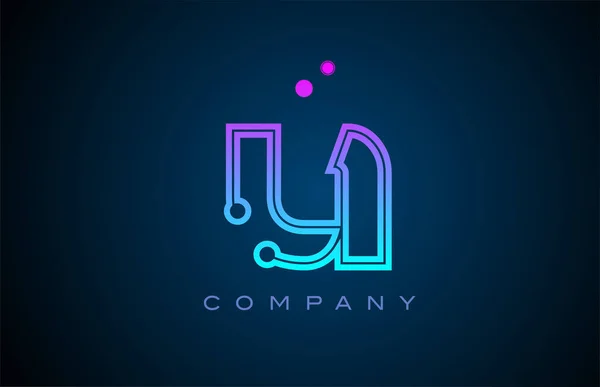 Pembe Mavi Renkli Noktalı Alfabesi Harfi Logo Tasarımı Şirket Için — Stok Vektör