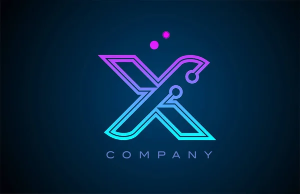 Pembe Mavi Renkli Noktalı Alfabesi Harfi Logo Tasarımı Şirket Için — Stok Vektör