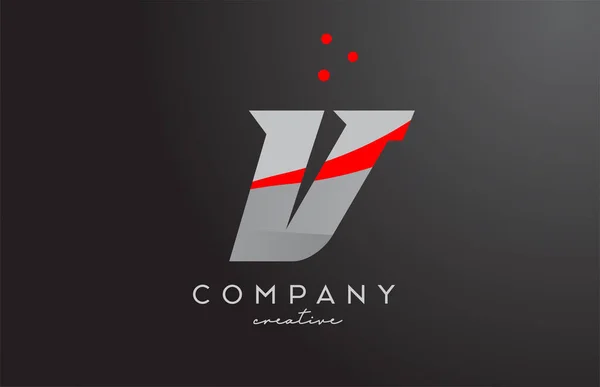 グレーのドットV字太字の文字のロゴ ビジネスや企業のための創造的なテンプレートデザイン — ストックベクタ
