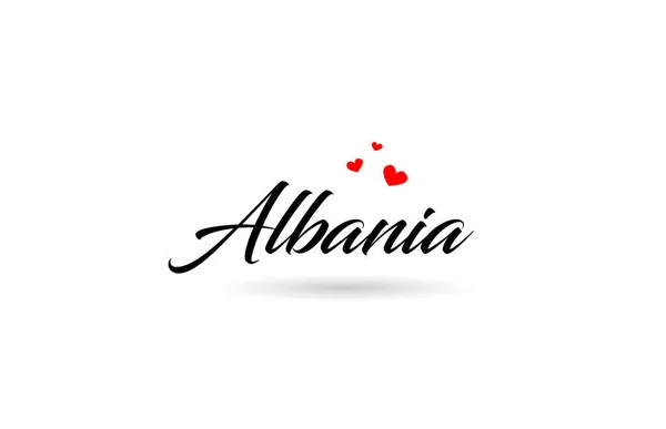 阿尔巴尼亚以三个红心说出了这个国家的名字 创意排版图标标志设计 — 图库矢量图片