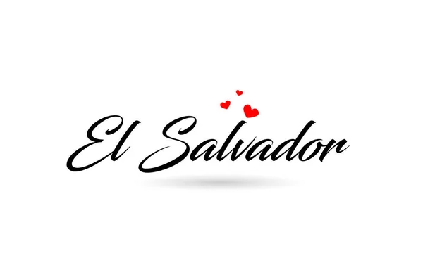 Сальвадор Називає Кантрі Слово Трьома Червоними Словами Любові Дизайн Логотипу — стоковий вектор