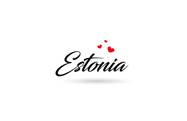 爱沙尼亚以三个红心说出了这个国家的名字 创意排版图标标志设计 — 图库矢量图片