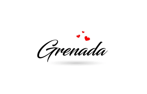Grenada Name Country Word Three Red Love Heart Creative Typography — Stock Vector