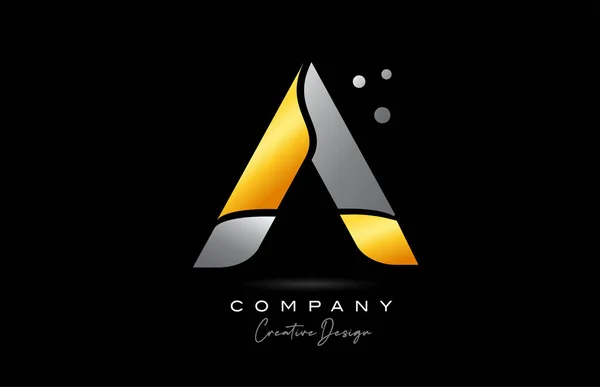Desenho Ícone Logotipo Letra Alfabeto Dourado Amarelo Com Cor Cinza — Vetor de Stock