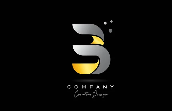 Jaune Lettre Alphabet Doré Logo Icône Design Avec Couleur Grise — Image vectorielle