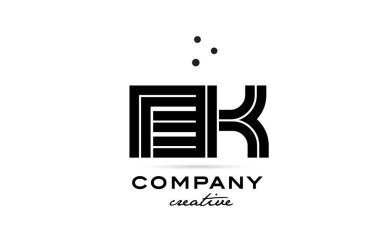 EK siyah beyaz kombinasyon alfabe kalın harf logosu ile noktalar. İş ve şirket için yaratıcı şablon tasarımına katıldı