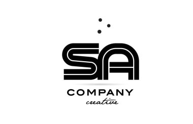 SA siyah beyaz kombinasyon alfabe kalın harf logosu ile noktalar. İş ve şirket için yaratıcı şablon tasarımına katıldı