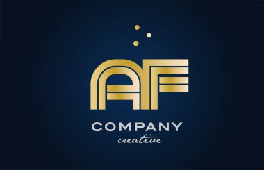 Altın sarısı AF kombinasyonu alfabe kalın harf logosu ve noktalar. İş ve şirket için yaratıcı şablon tasarımına katıldı