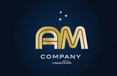 Altın sarısı AM kombinasyonu kalın harf logosu ve noktalar. İş ve şirket için yaratıcı şablon tasarımına katıldı