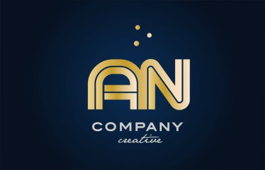 Altın sarısı alfabe kombinasyonu kalın harf logosu ve noktalar. İş ve şirket için yaratıcı şablon tasarımına katıldı