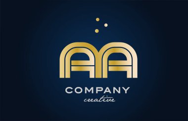 Altın sarısı AA kombinasyonu kalın harfli alfabe logosu ve noktalar. İş ve şirket için yaratıcı şablon tasarımına katıldı