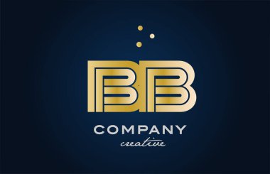 Altın sarısı BB kombinasyonu alfabe kalın harf logosu ve noktalar. İş ve şirket için yaratıcı şablon tasarımına katıldı