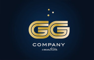 Altın rengi GG kombinasyonu alfabe kalın harf logosu ve noktalar. İş ve şirket için yaratıcı şablon tasarımına katıldı