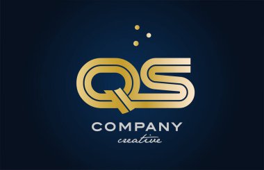 Altın sarısı QS kombinasyonu alfabe kalın harf logosu ve noktalar. İş ve şirket için yaratıcı şablon tasarımına katıldı