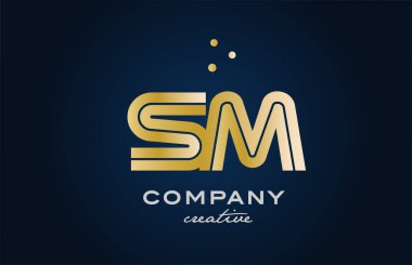 Altın sarısı sado-mazo alfabe kombinasyonu kalın harfli logo ve noktalar. İş ve şirket için yaratıcı şablon tasarımına katıldı