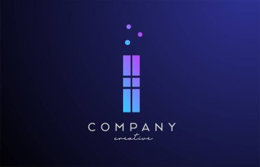 Noktalı mavi I alfabesi harf logosu. Şirket ve işletme için yaratıcı şablon tasarımı