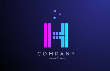 Noktalı mavi pembe H alfabesi harfi logosu. Şirket ve işletme için yaratıcı şablon tasarımı