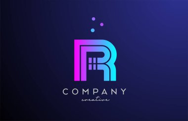 Noktalı mavi pembe R alfabesi harfi logosu. Şirket ve işletme için yaratıcı şablon tasarımı