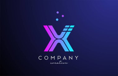 Noktalı mavi pembe X alfabesi harfi logosu. Şirket ve işletme için yaratıcı şablon tasarımı