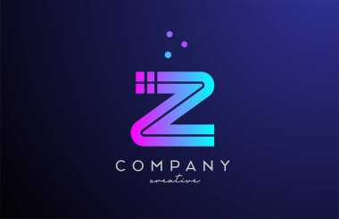 Noktalı mavi pembe Z alfabesi harfi logosu. Şirket ve işletme için yaratıcı şablon tasarımı