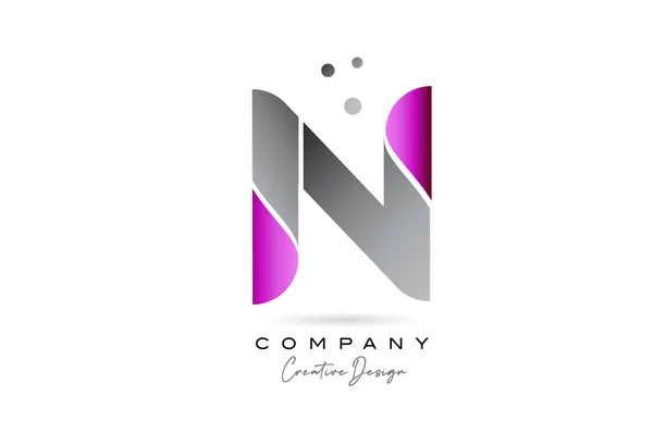 Nピンクグレーのアルファベット文字のロゴのアイコンのデザインドット 会社のための創造的なテンプレート — ストックベクタ
