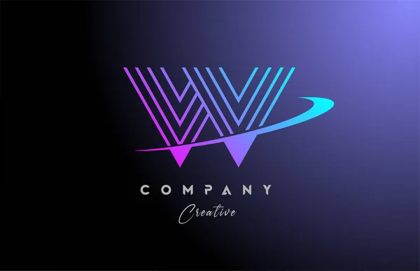 粉色蓝色W字母表图标设计与Swoosh 商业和公司的创意线模板 — 图库矢量图片