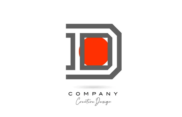 Ligne Grise Lettre Alphabet Logo Icône Design Avec Point Rouge — Image vectorielle