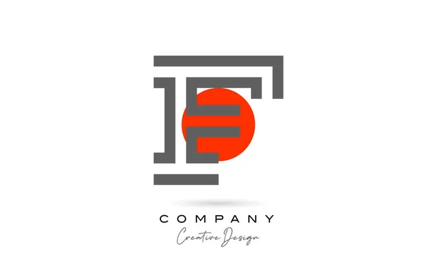 Kırmızı Noktalı Gri Çizgi Alfabesi Harf Logosu Tasarımı Şirket Için — Stok Vektör