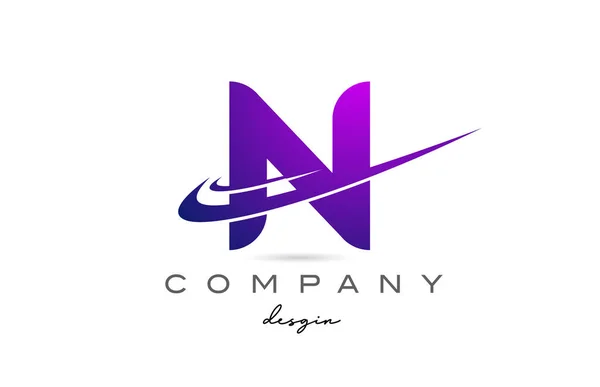 Letra Alfabeto Púrpura Logotipo Con Doble Swoosh Diseño Plantilla Creativa — Vector de stock