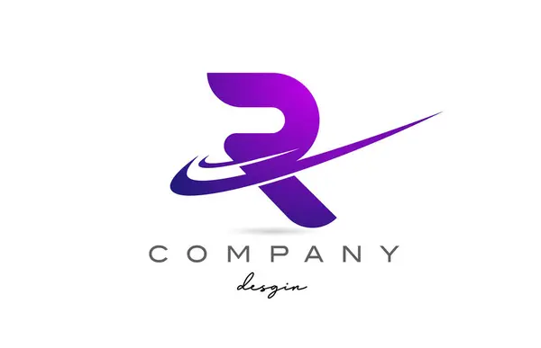 R紫のアルファベット文字のロゴをダブルスウッシュで 企業やビジネスのための企業の創造的なテンプレートデザイン — ストックベクタ