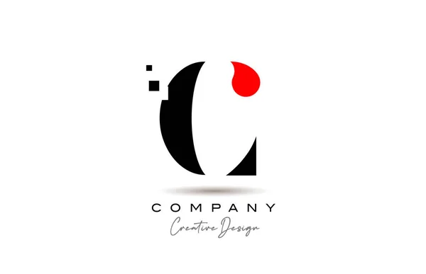 Vermelho Preto Alfabeto Letra Logotipo Ícone Design Com Pontos Modelo —  Vetores de Stock